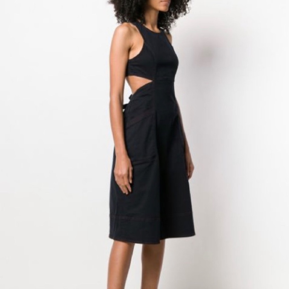Ulla Johnson Tania Stone Acid Wash Denim Cutout Midi Dress in Noir 2